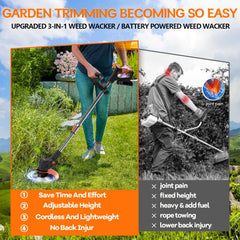 Hejunry Electric Weed Wacker in use trimming grass