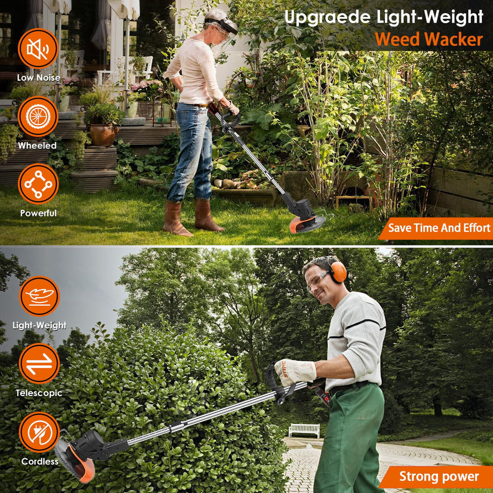 Hejunry Electric Weed Wacker showing adjustable length feature