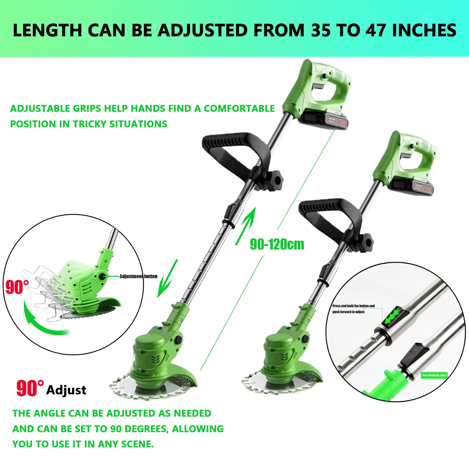 Hejunry Weed Wacker showing ergonomic handle and grip