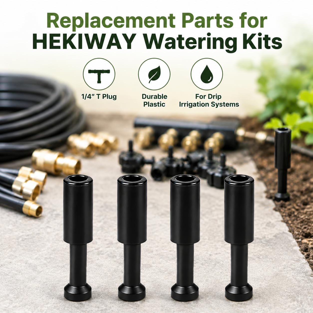 HEKIWAY 1/4 Inch Drip Irrigation T Plugs in packaging