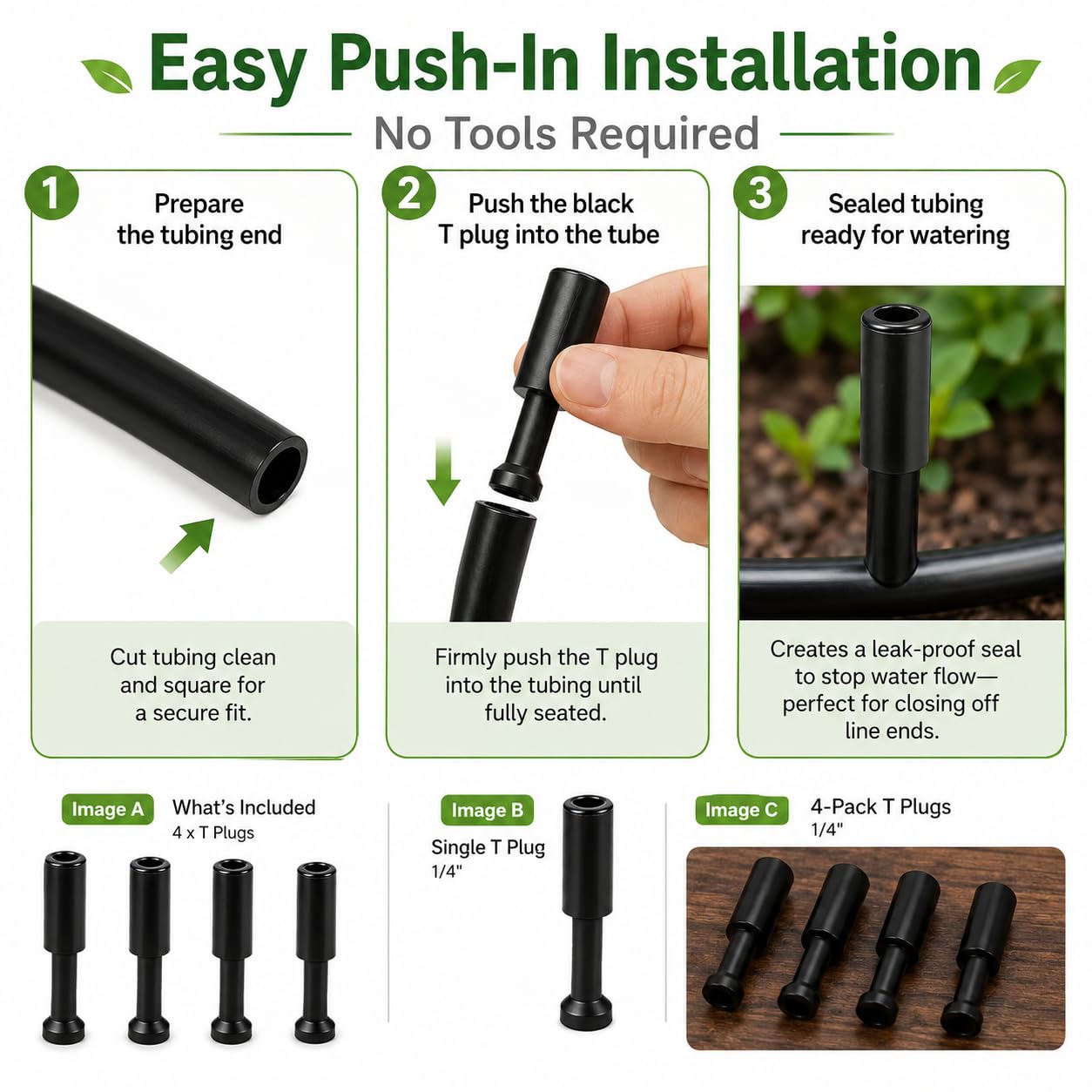 HEKIWAY 4-Pack T Plugs with garden watering setup