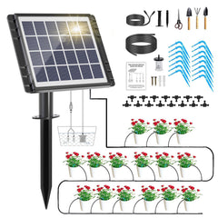 HEKIWAY Solar Drip Irrigation System Kit including tubing and stakes