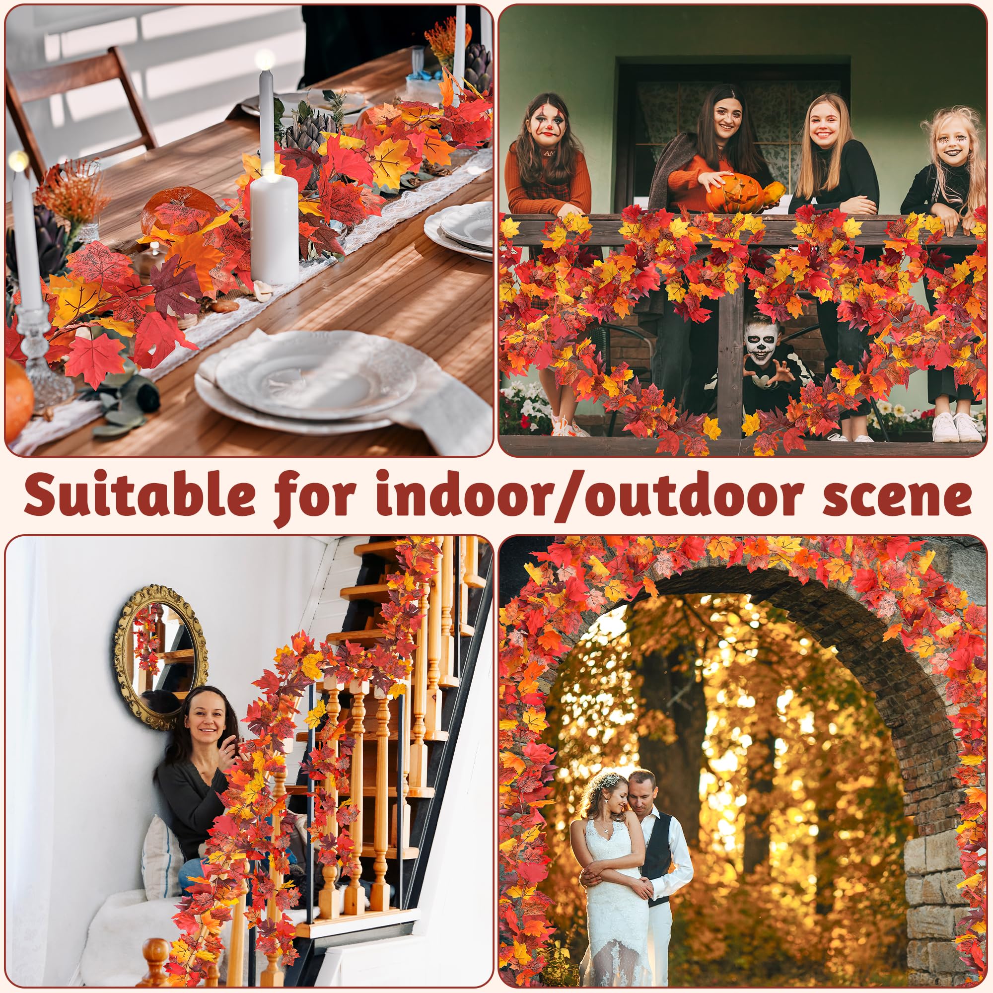 Helimoto fall garland hanging on a porch railing