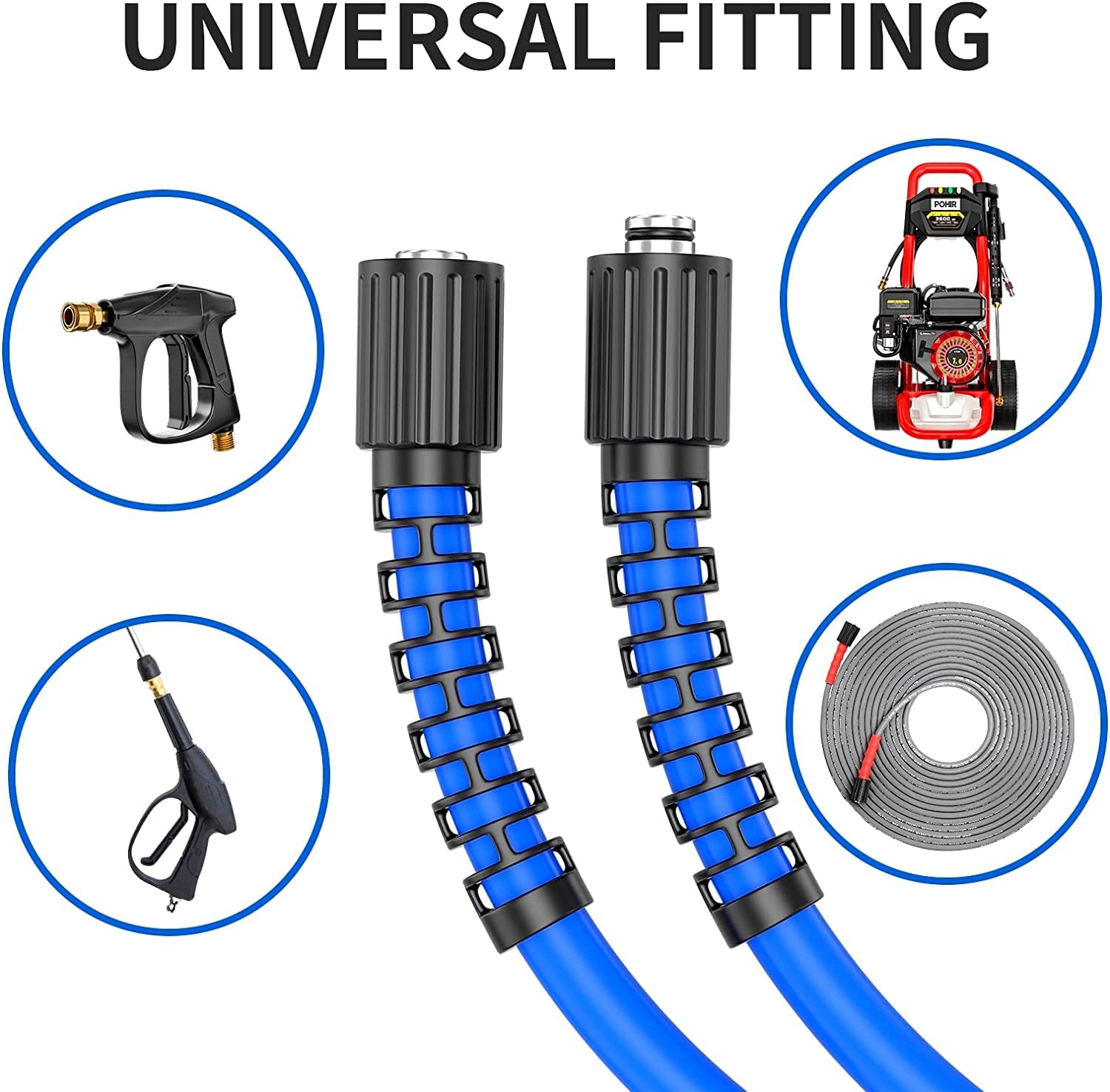 Heliwoo Pressure Washer Hose 25FT with protective sleeves