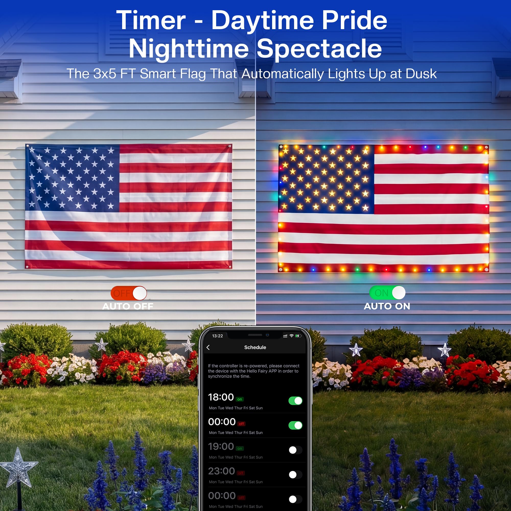Hello Fairy app controlling Avatar Controls Lighted Flag