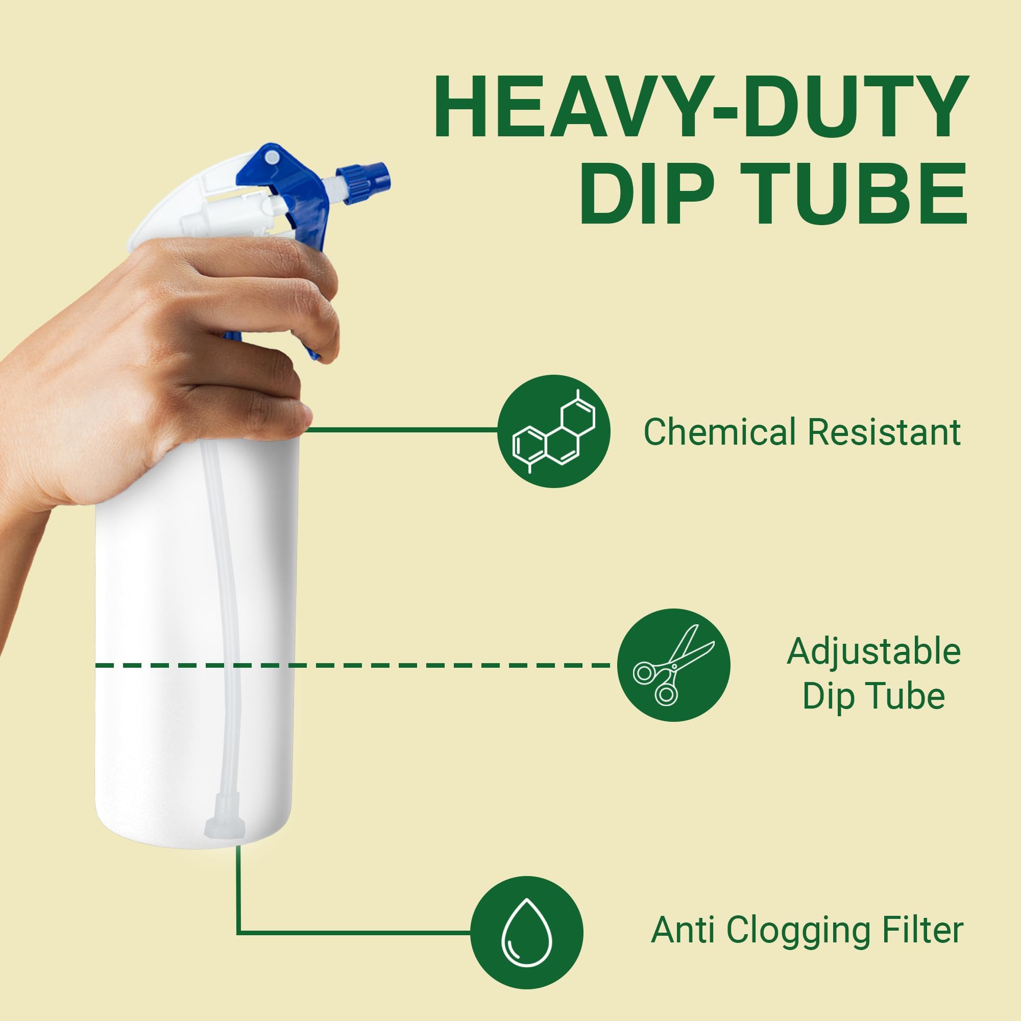 Heluva Green spray nozzle in use for cleaning surfaces