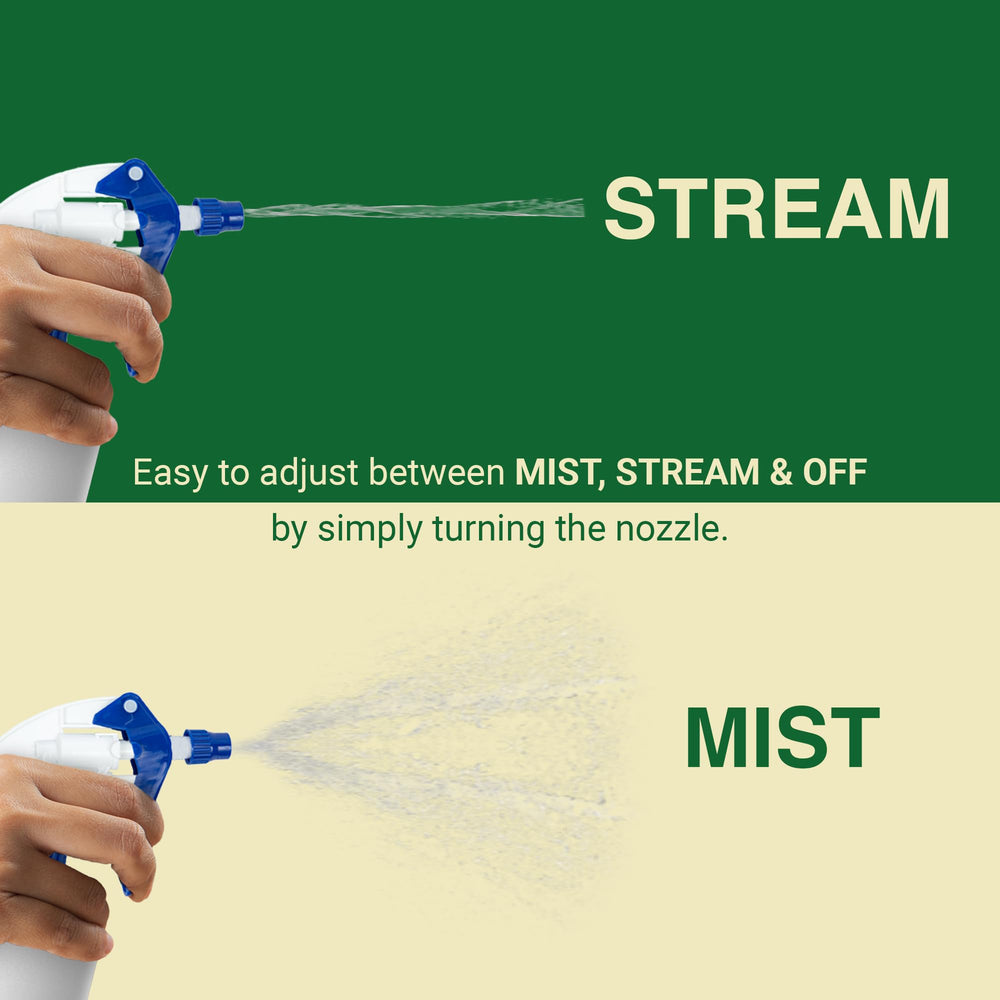 Heluva Green spray nozzle showing adjustable settings for mist and stream