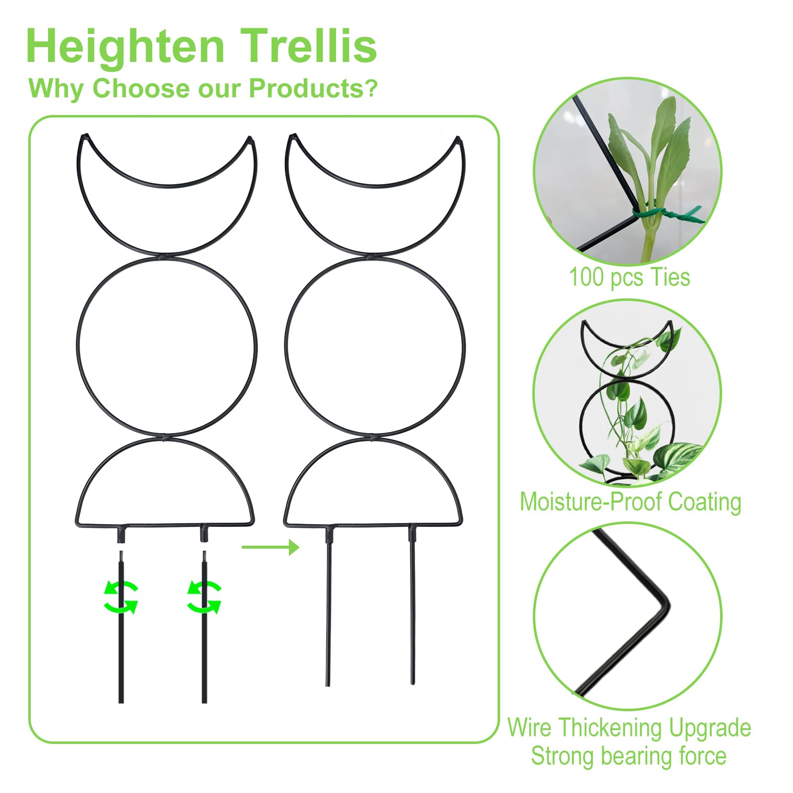 HENABLE Metal Trellis 19 in potted plant support