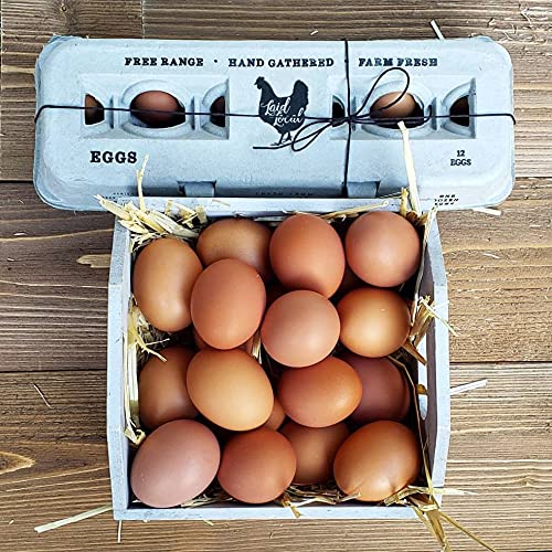 Henlay egg carton in a rustic kitchen setting, showcasing its vintage design