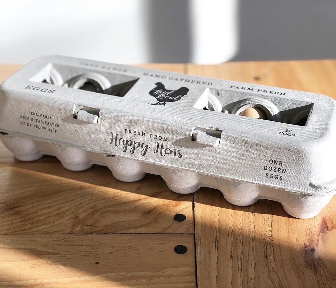 Henlay Printed Farm Fresh Egg Carton front view, holds 25 XL eggs