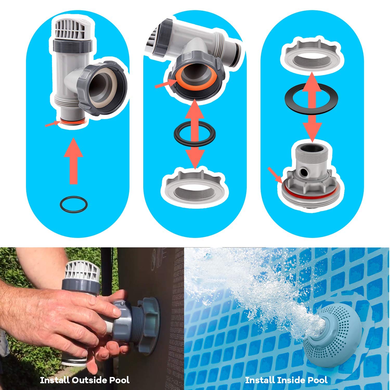 HENMI Washer and Ring Kit for pool fittings