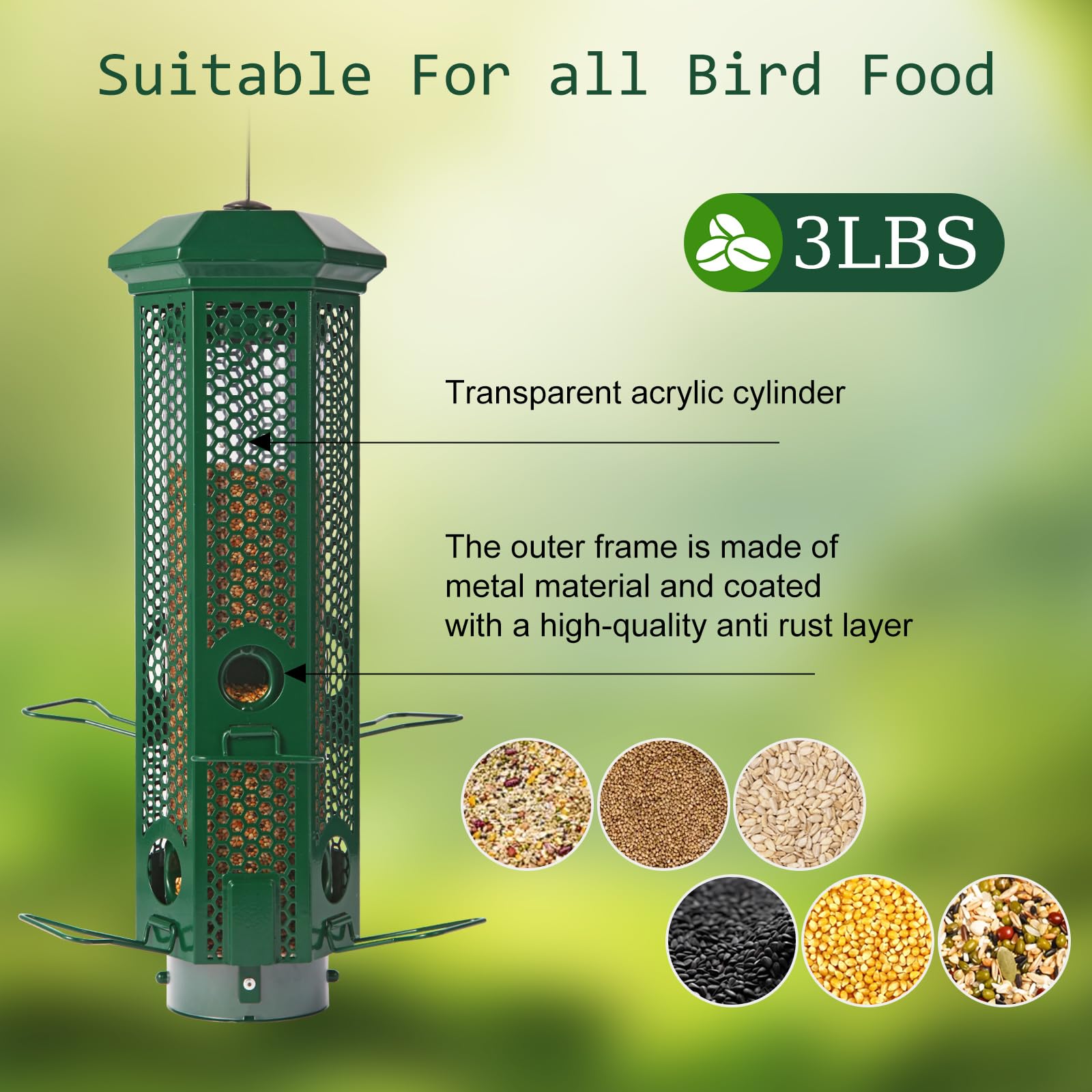 Henzavk Bird Feeder installed in a garden setting