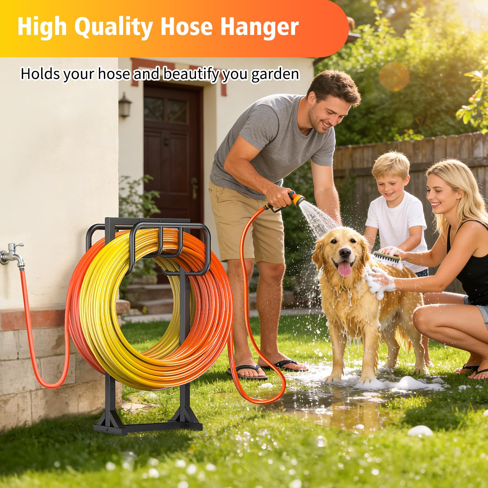 HeroicLion Garden Hose Holder with four ground spikes
