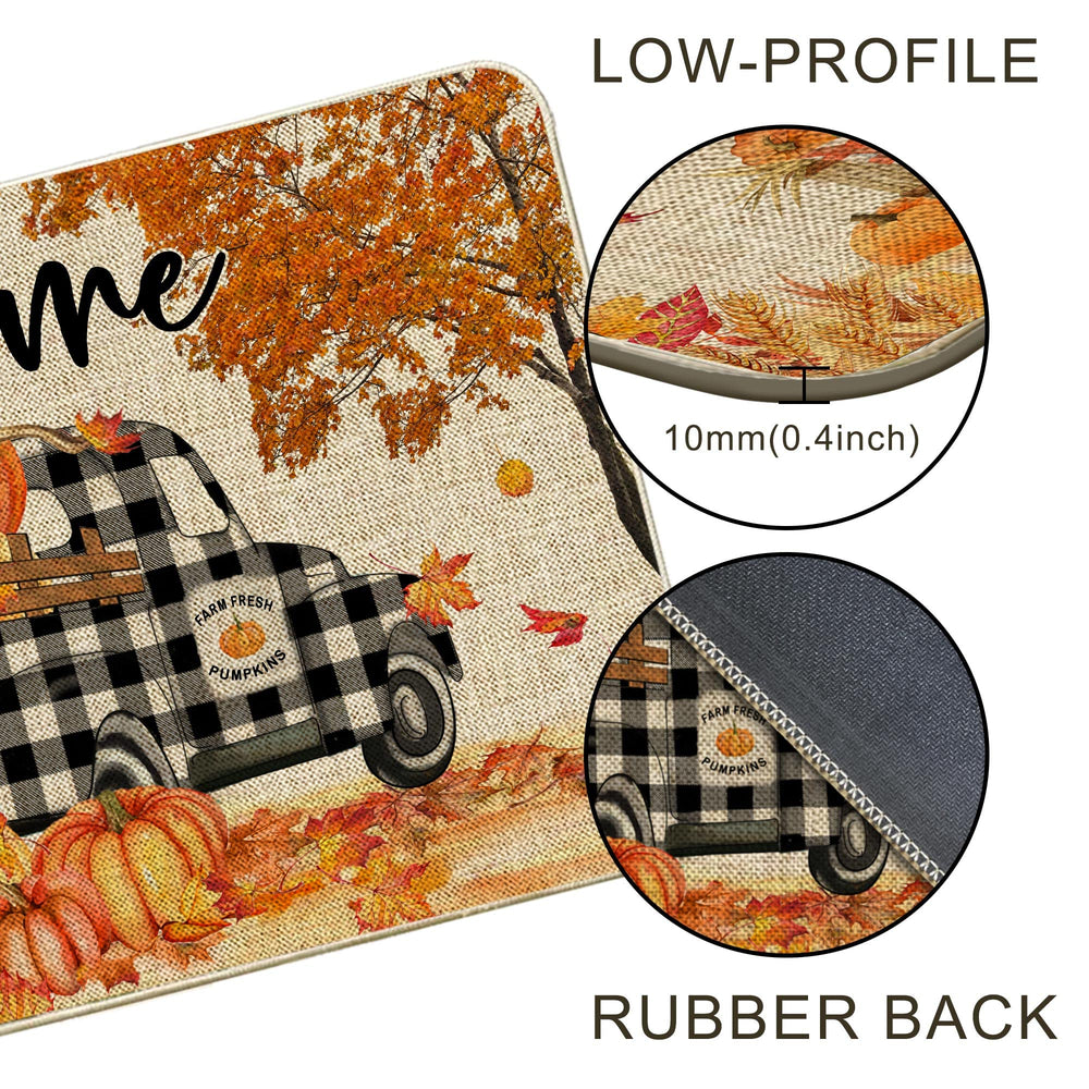 Hexagram Fall Door Mat in outdoor setting