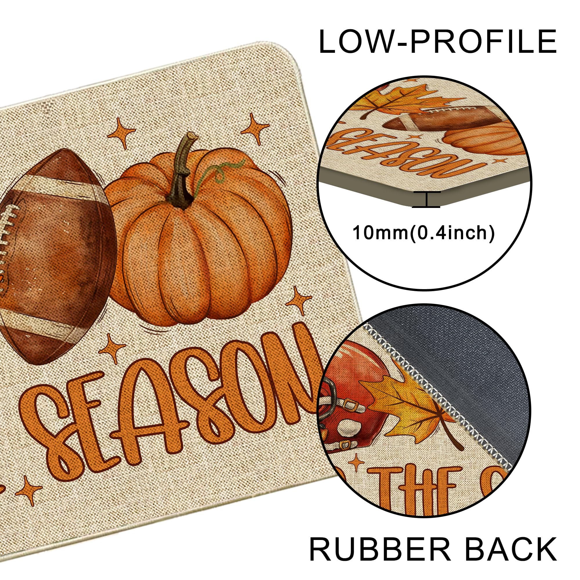 Hexagram Fall Door Mat with autumn leaves background