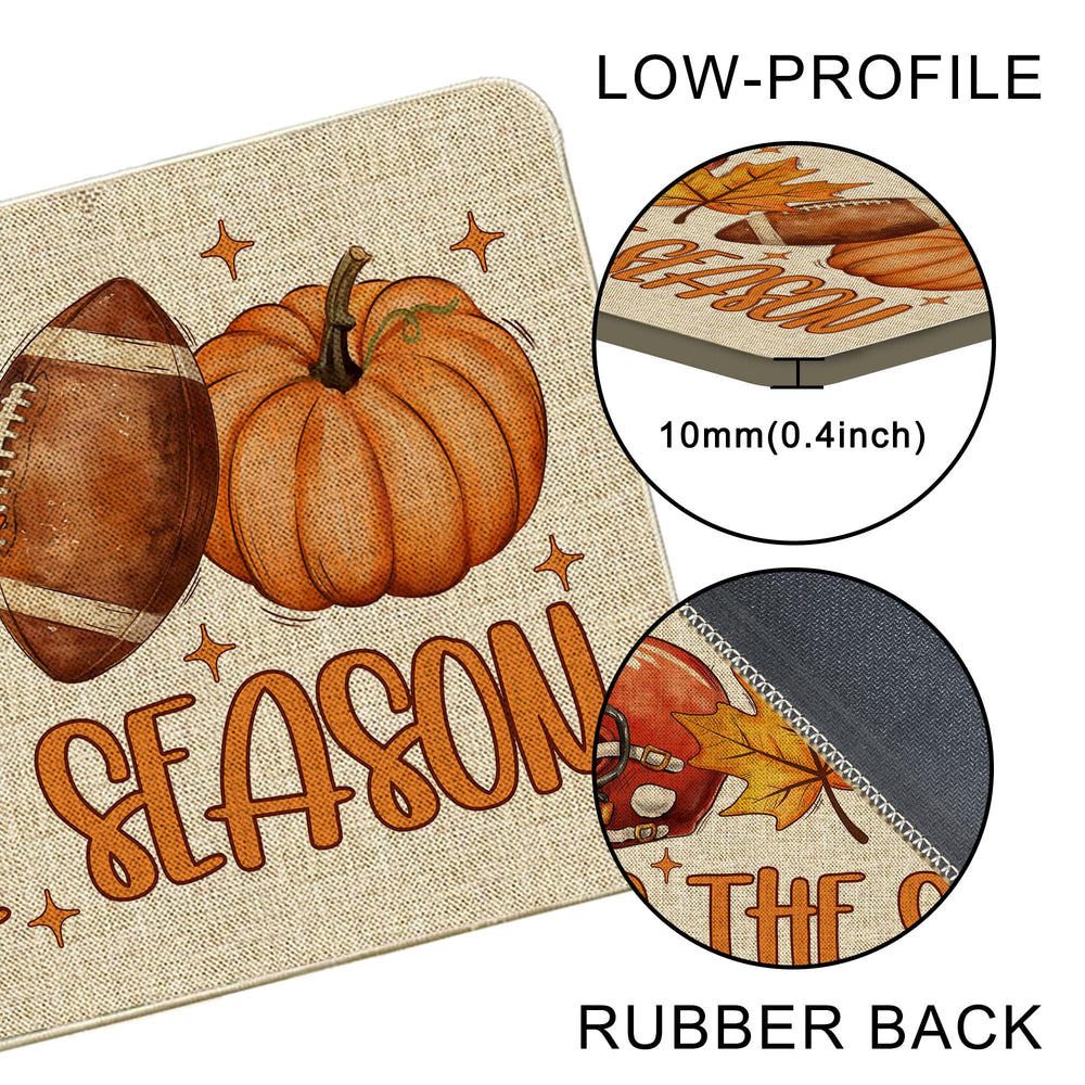 Hexagram Fall Door Mat with autumn leaves background