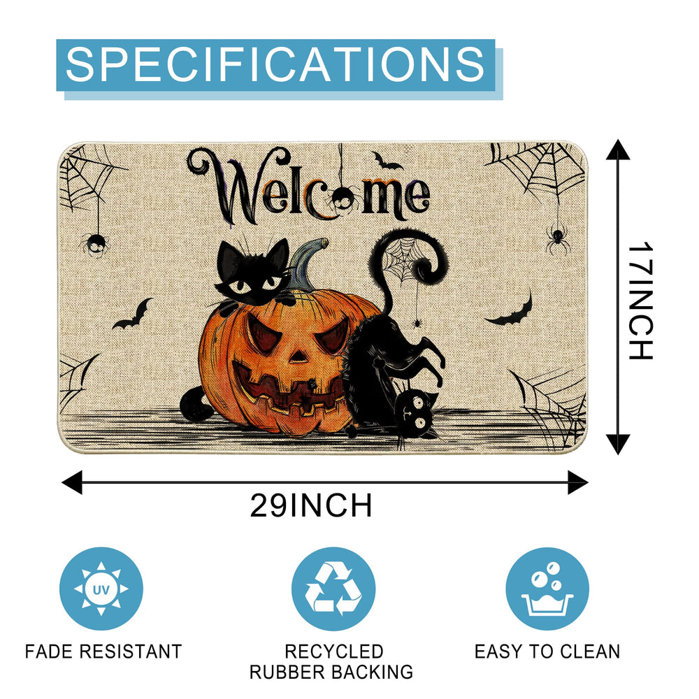 Hexagram Halloween Door Mat in kitchen entryway
