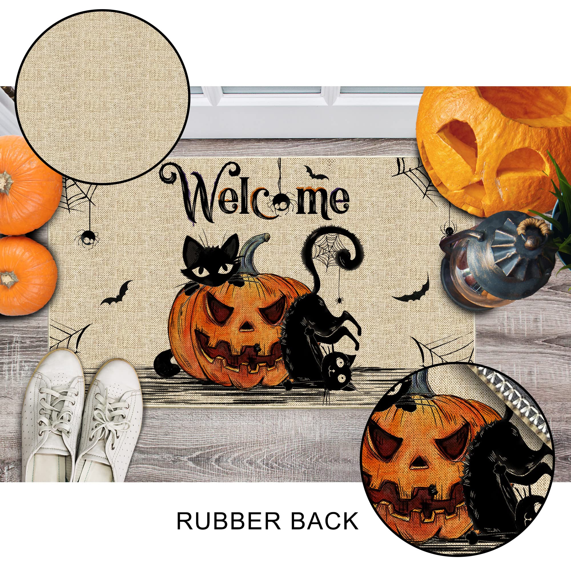 Hexagram Halloween Door Mat with Halloween decorations