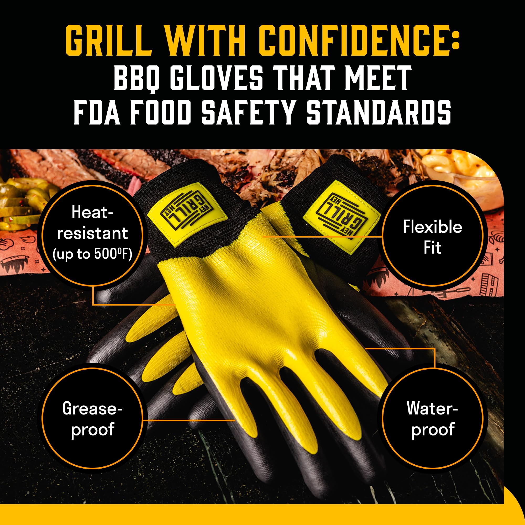 Hey Grill Hey Pitmaster Gloves being used for grilling
