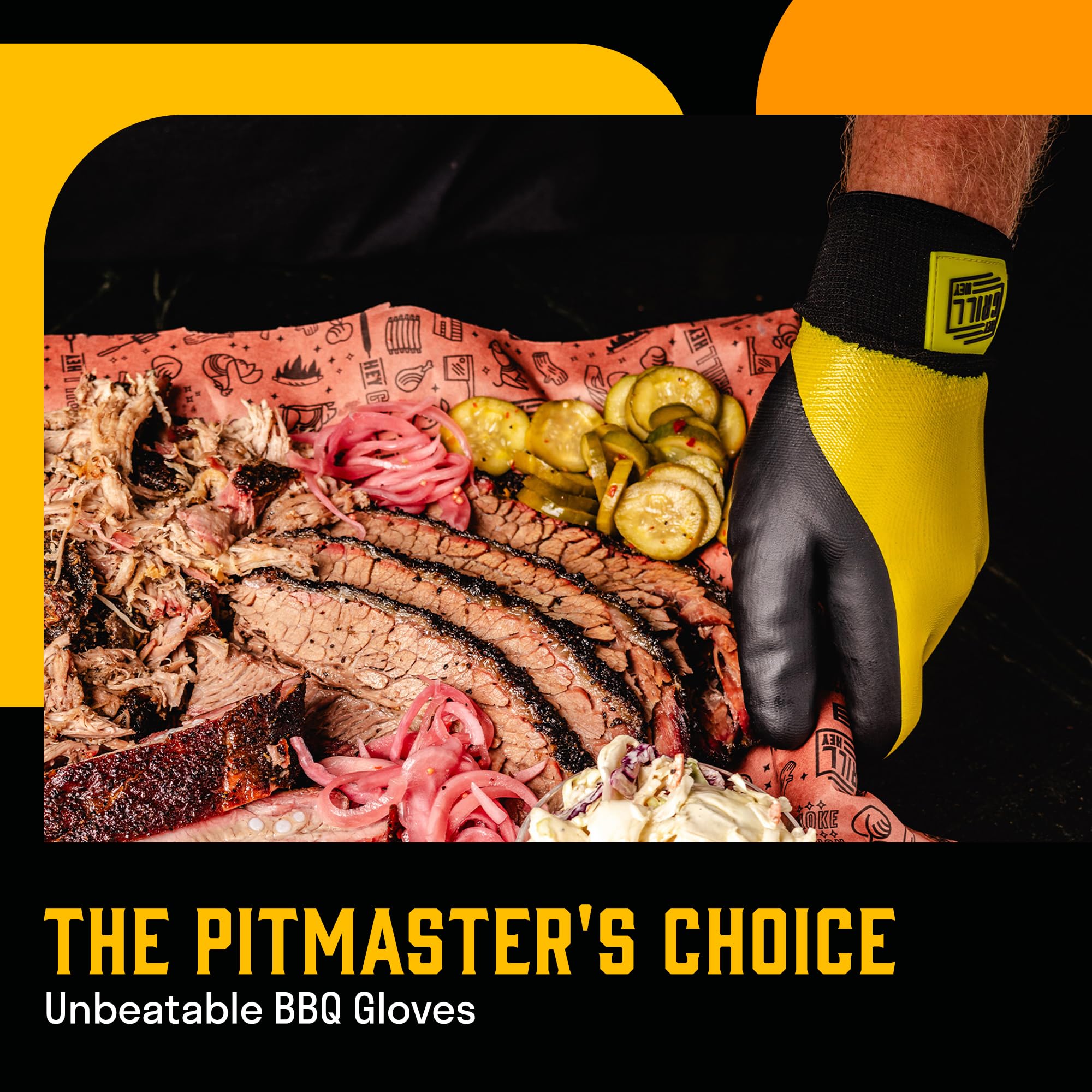 Hey Grill Hey Pitmaster Gloves size label