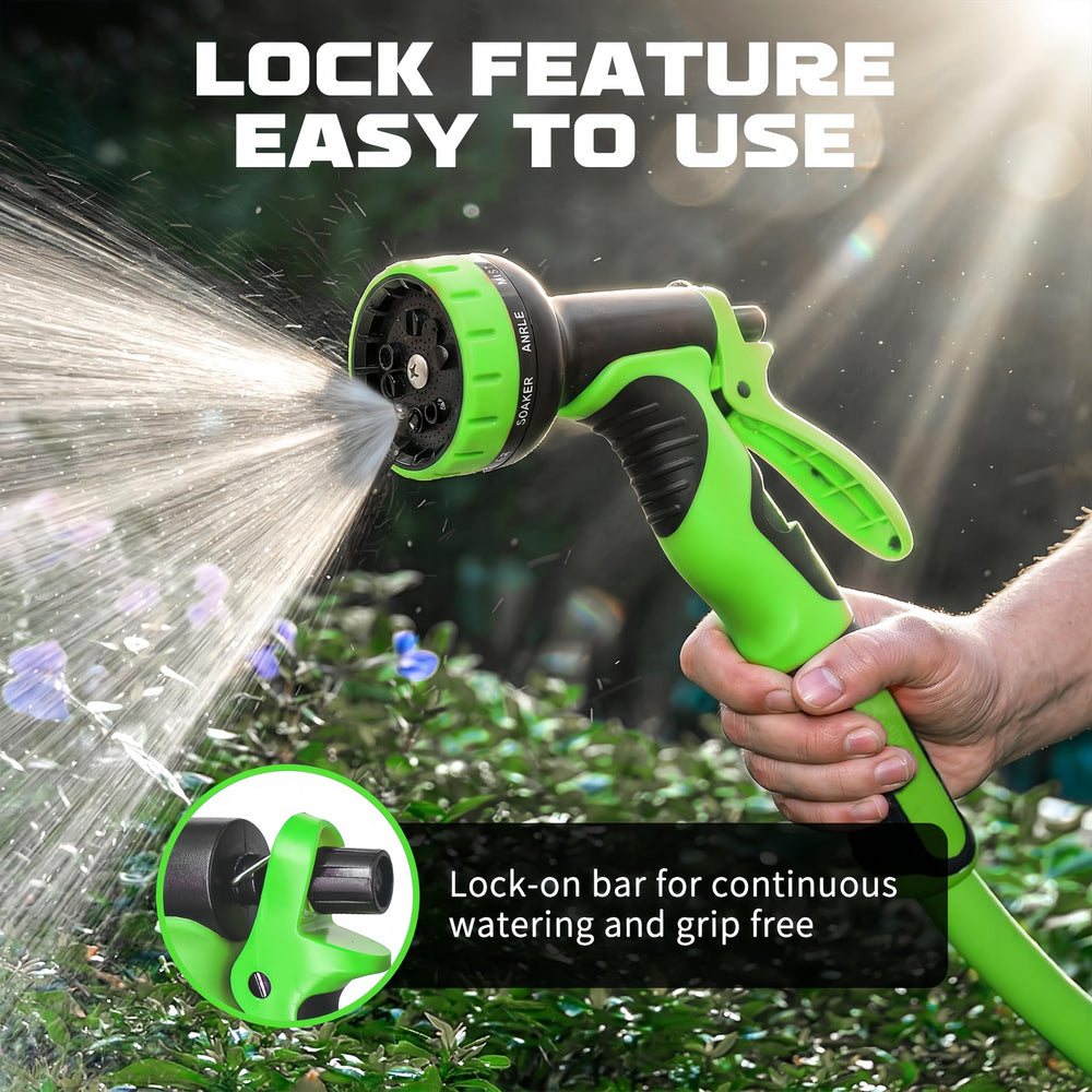 Heyakso Garden Hose Nozzle attached to a standard garden hose