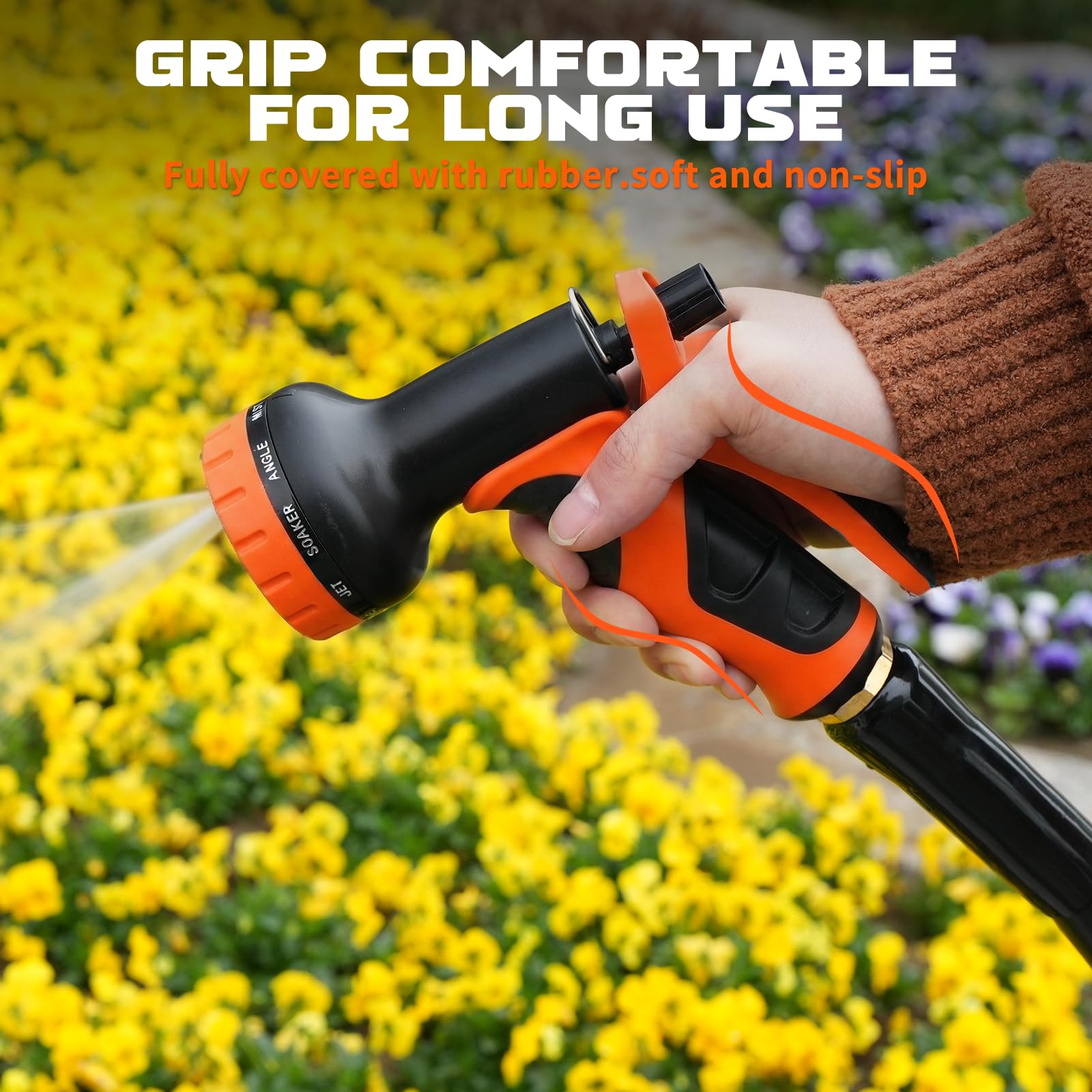 Heyakso Garden Hose Nozzle with lock feature for continuous spraying
