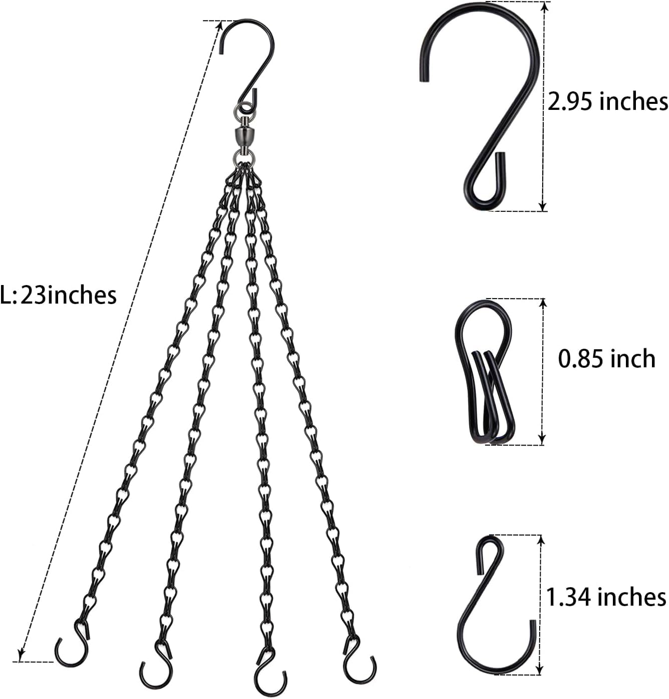 Heybe Hanging Basket Chains displayed with flower pots and lanterns