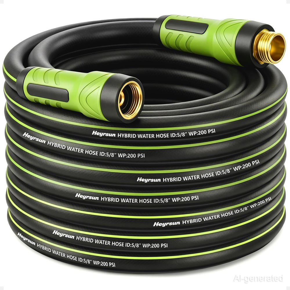 HEYRSUN 50ft garden hose in black green with brass connectors