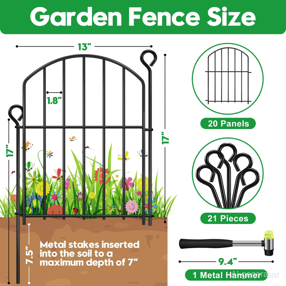 HEYRSUN black metal garden fence installation with hammer