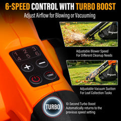 Heywork 40V Yard Blower Vacuum in action blowing leaves