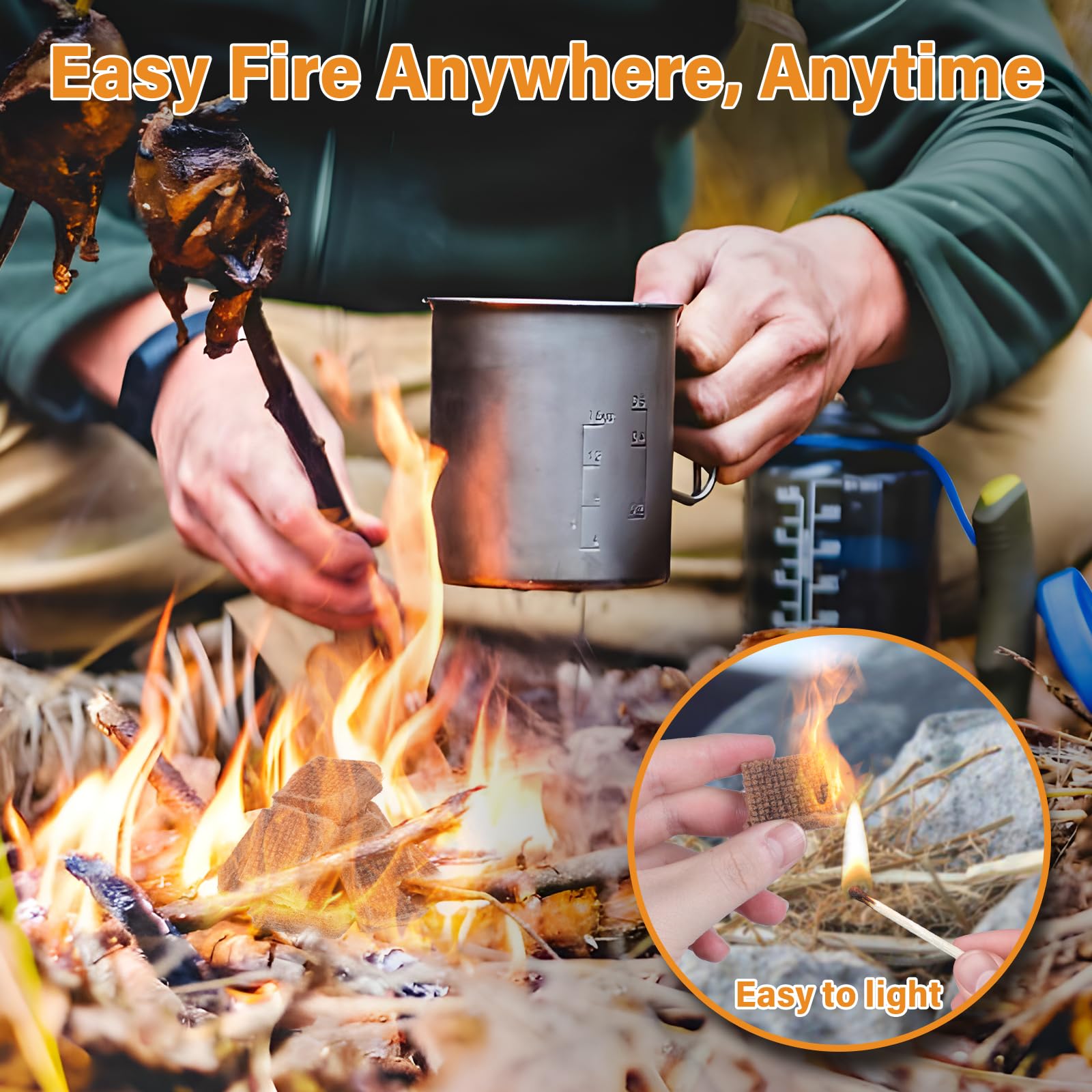HGD Fire Starter Mini Squares outdoors with campfire