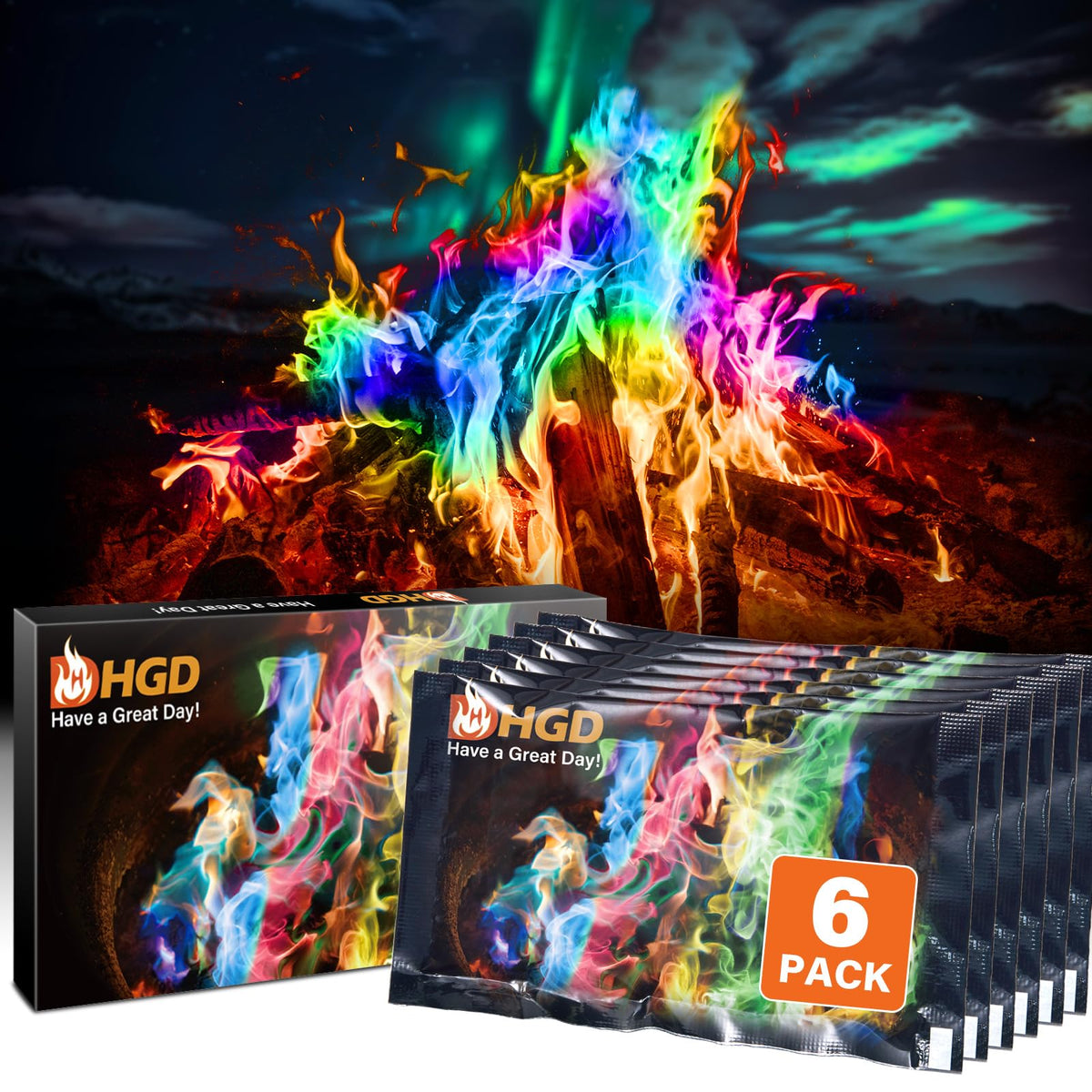 HGD Magic Campfire Color Changing Packets 6 Pack