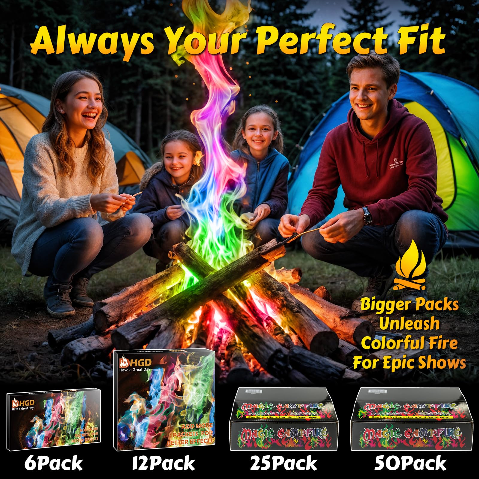 HGD Magic Fire Packets showing vibrant flames