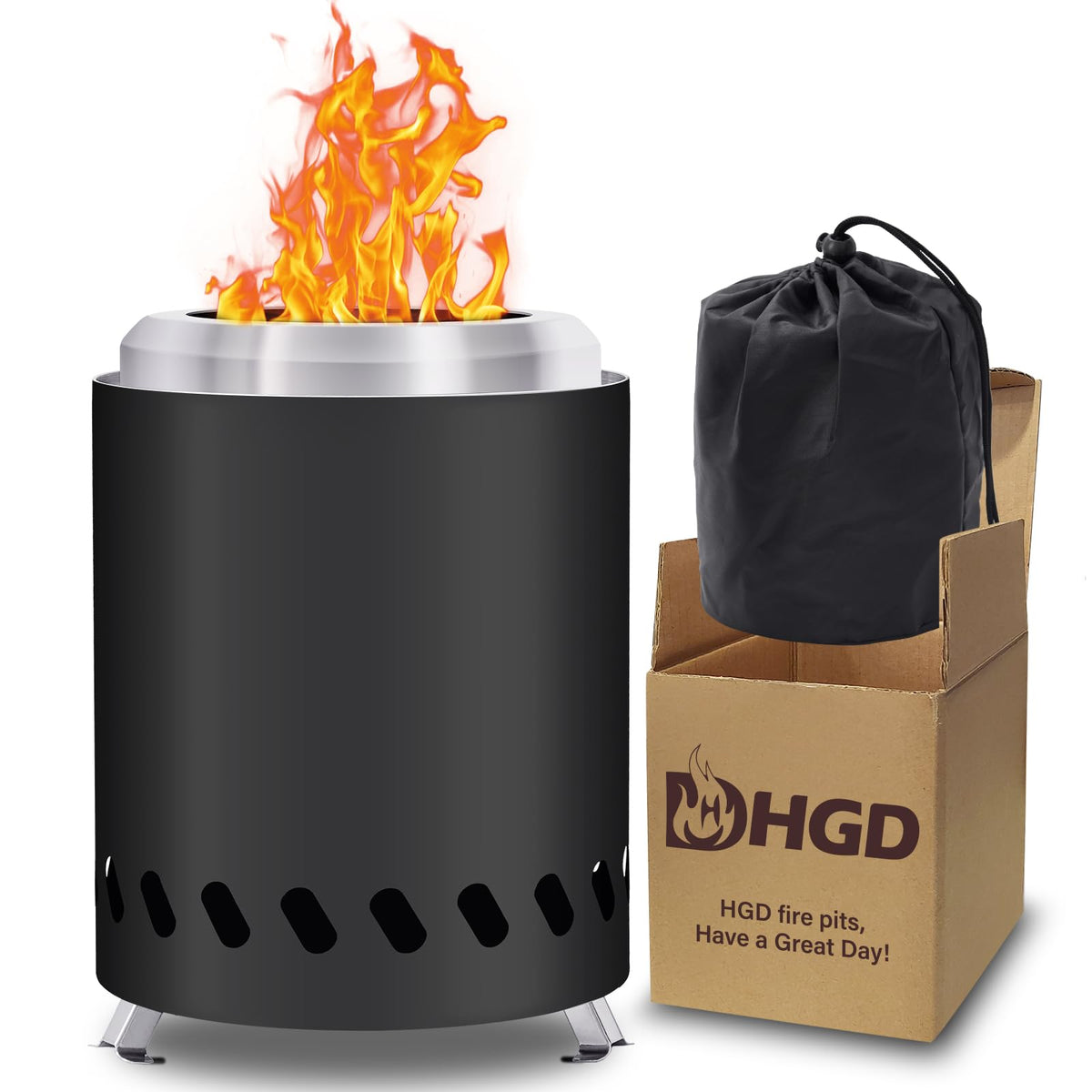 HGD Small Tabletop Fire Pit black ceramic front view