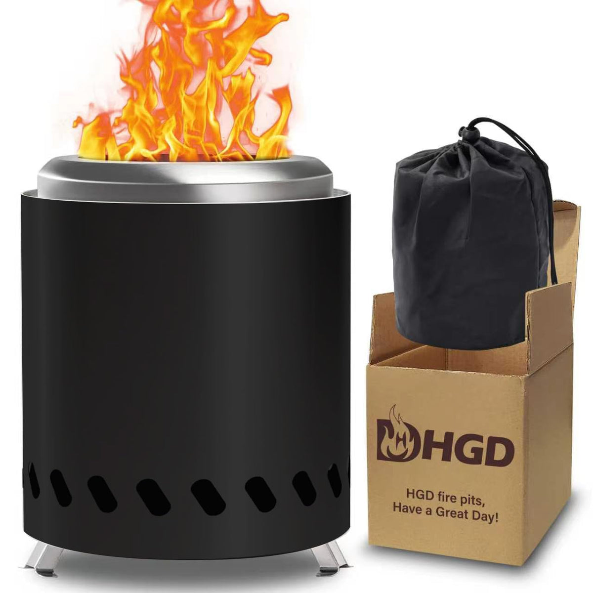 HGD Small Tabletop Fire Pit front view, black ceramic finish