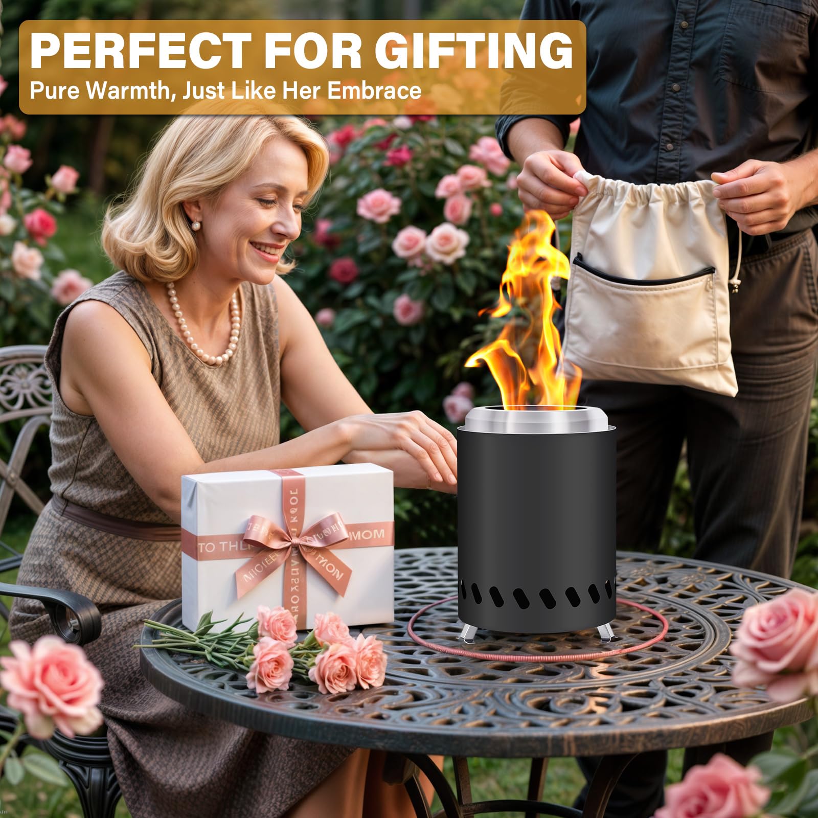HGD Small Tabletop Fire Pit safety features close-up