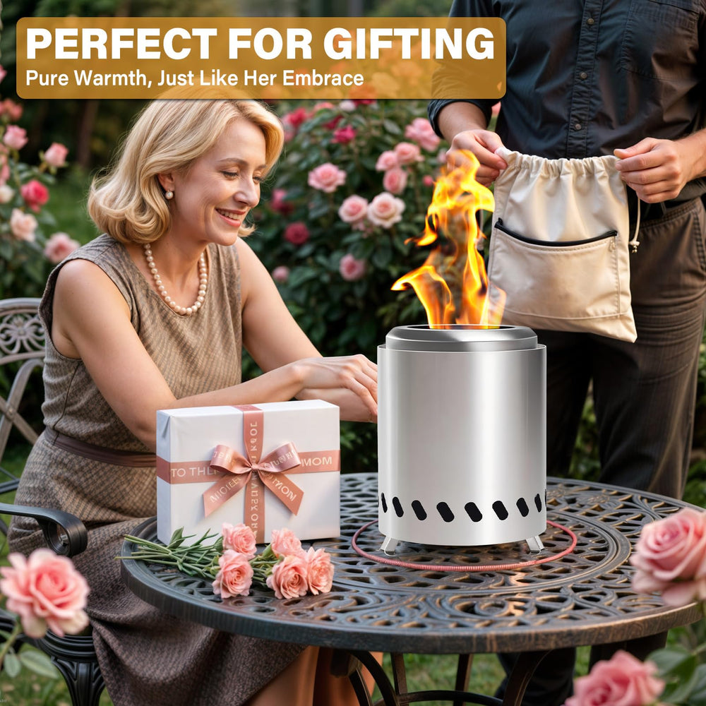 HGD Small Tabletop Fire Pit side view with flames