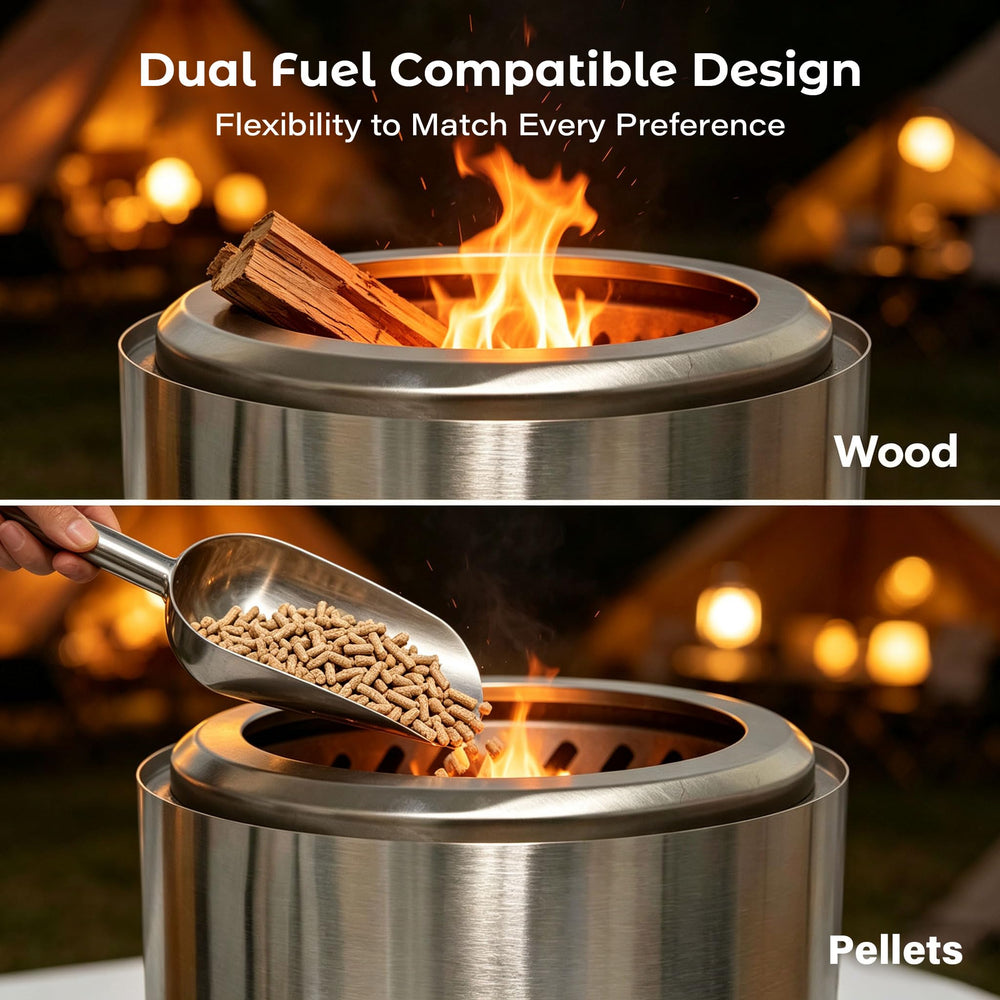 HGD Small Tabletop Fire Pit with flames lit