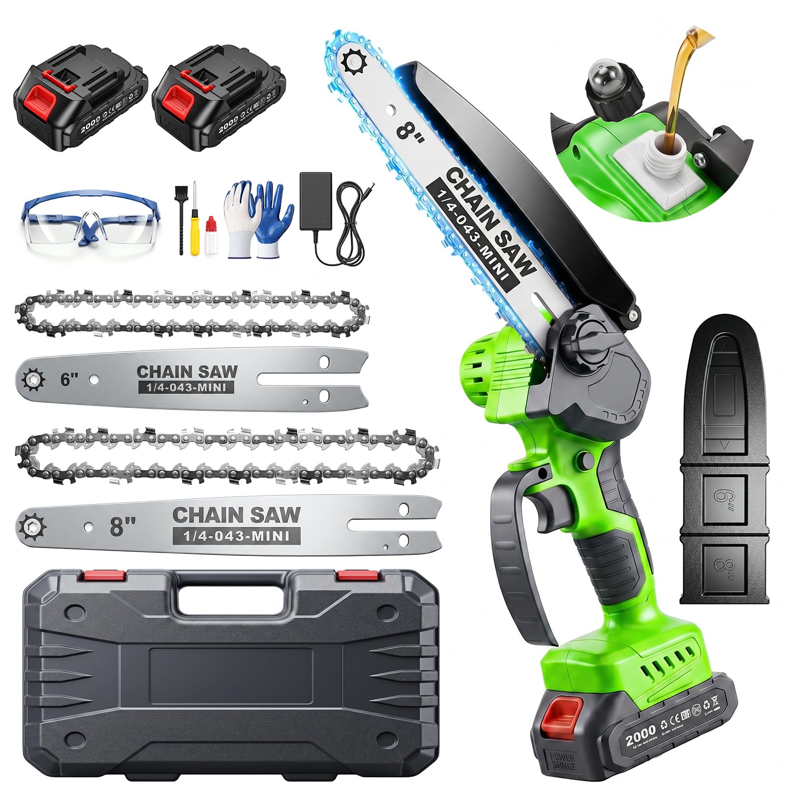 Hguptgw Mini Chainsaw cordless with 8-inch guide bar