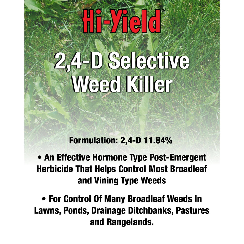 Hi-Yield 2,4-D Selective Weed Killer label close-up