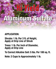 Hi-Yield Aluminum Sulfate in a garden setting next to acid-loving plants