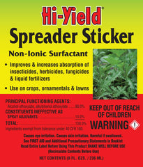 Hi-Yield Spreader Sticker 8oz liquid bottle side view