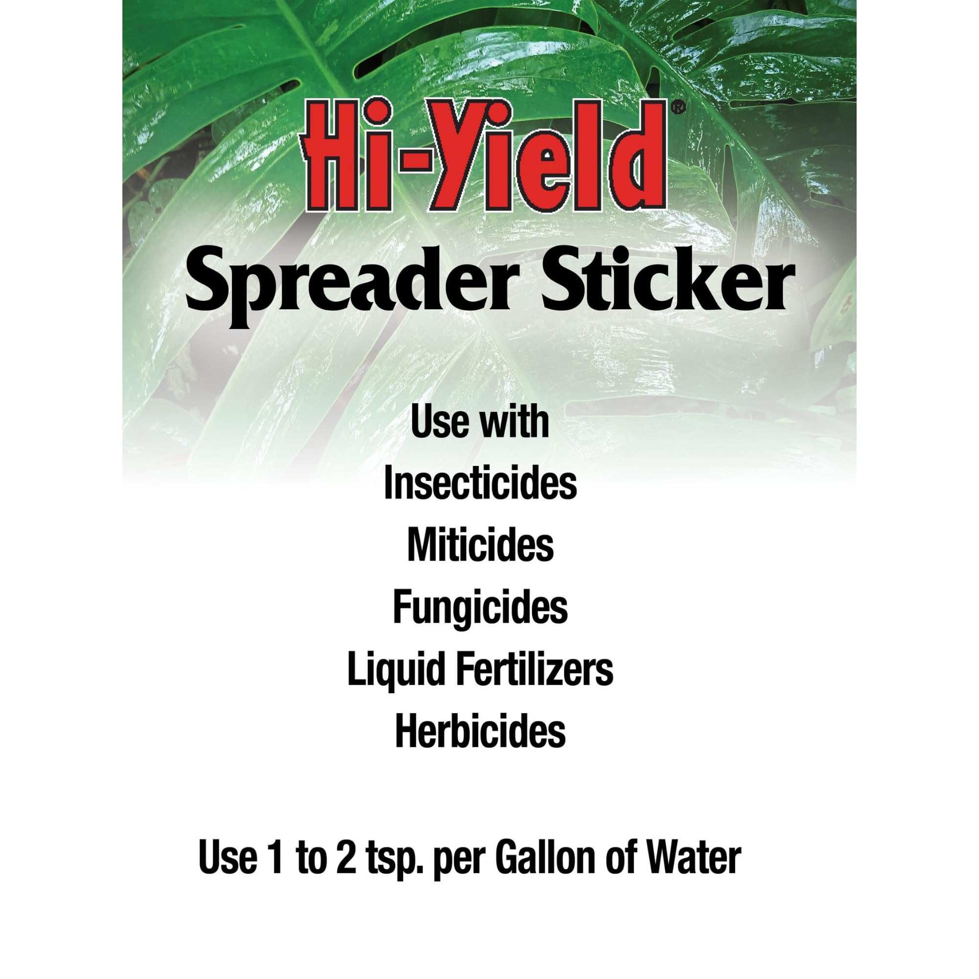 Hi-Yield Spreader Sticker usage instructions on the label