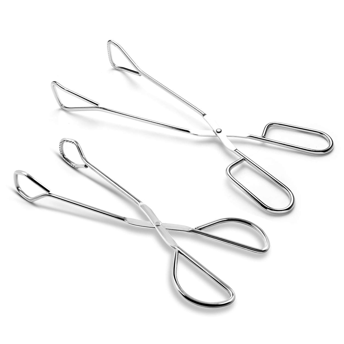 Hiash 9 inch and 11 inch heavy duty stainless steel kitchen tongs front view