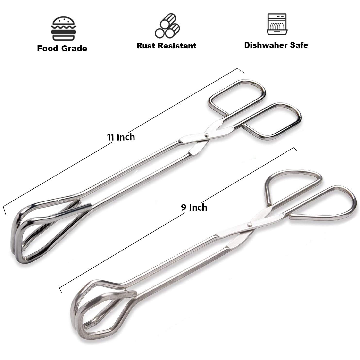 Hiash kitchen tongs 9 inch and 11 inch set with comfortable grip