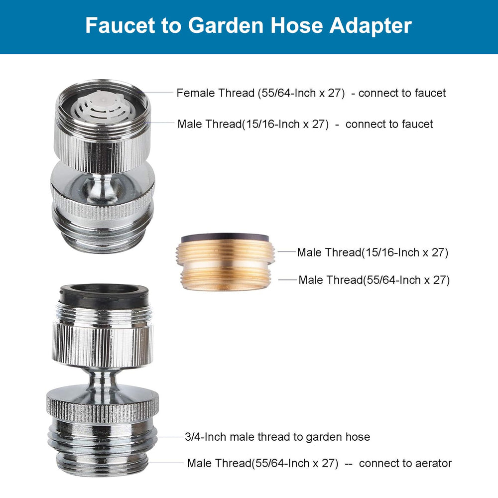 Hibbent faucet adapter with chrome finish