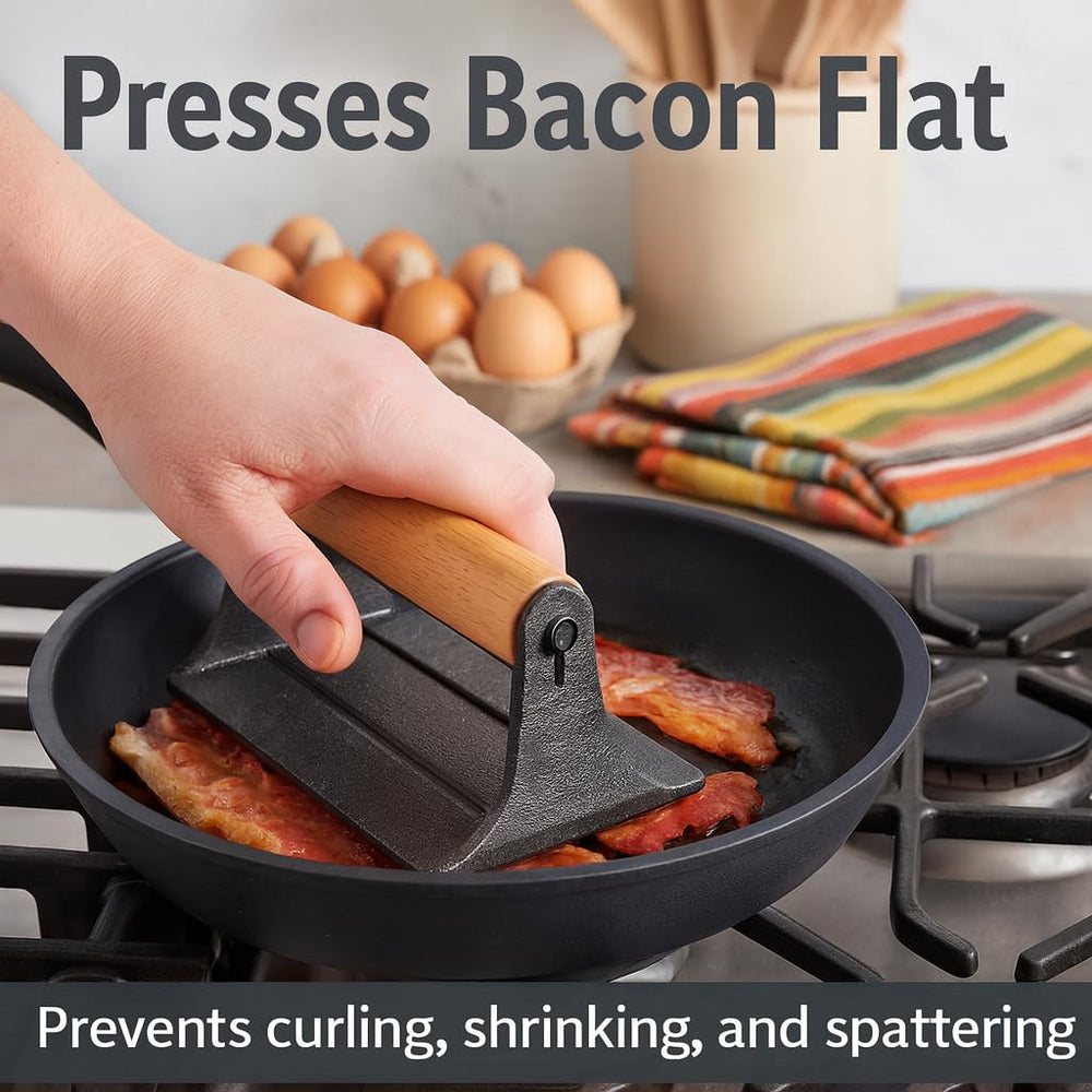 HIC Kitchen Bacon Press being used to cook bacon