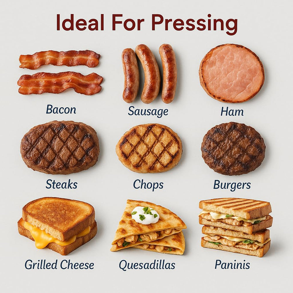 HIC Kitchen Bacon Press side view showing dimensions