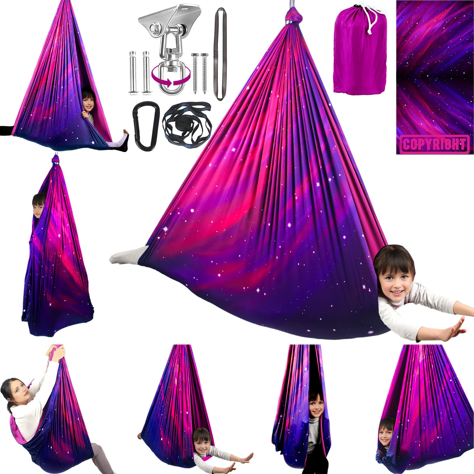HiCamer Double Layer Sensory Swing front view in Galaxy Purple