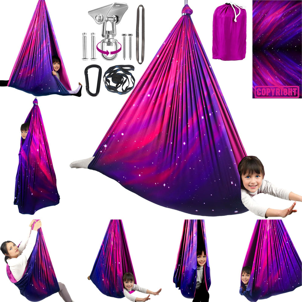 HiCamer Double Layer Sensory Swing front view in Galaxy Purple